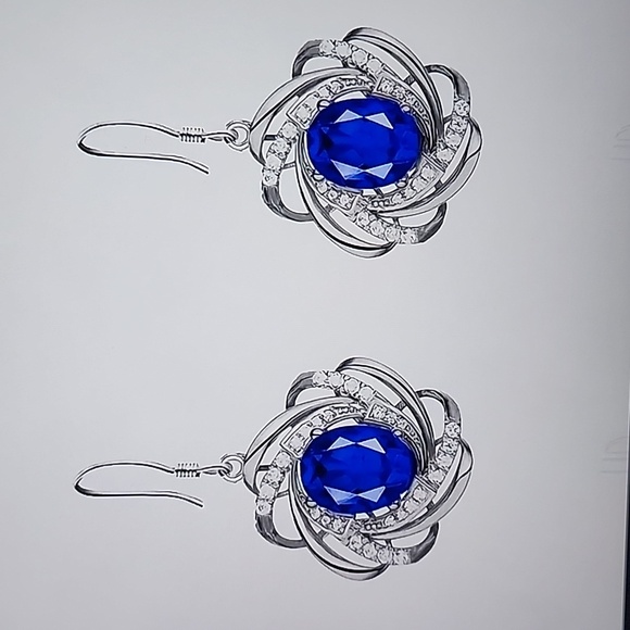 💙 Blue Silver 3pc set necklace earrings 💙 - Picture 6 of 6